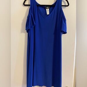 Royal blue cold shoulder dress